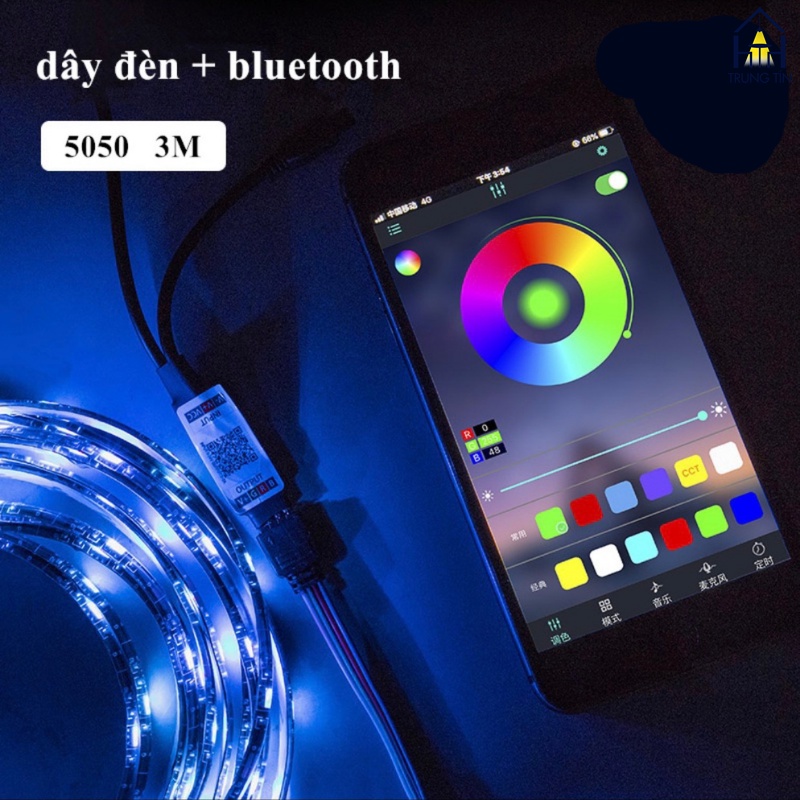 Cuộn Dây Đèn LED Dán 5M 5050 Trang Trí RGB Bọc SILICON chống nước nhiều Màu Nháy theo nhạc, đổi màu NOEL