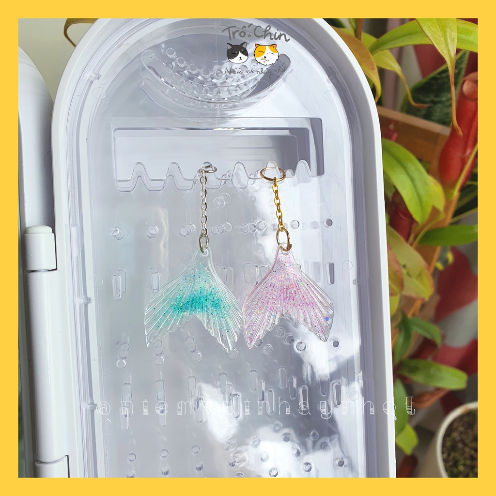 Charm Đuôi cá nhũ lấp lánh bằng nhựa acryli (hỗ trợ nối xích làm key ring, phone ring...)