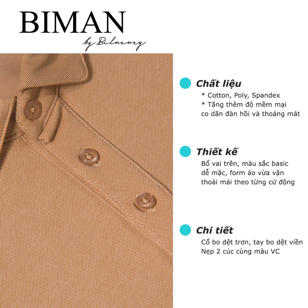 Áo polo nam Biman by Biluxury thun ngắn tay có cổ trẻ trung lịch lãm co giãn tốt 5APCB003BEV | BigBuy360 - bigbuy360.vn