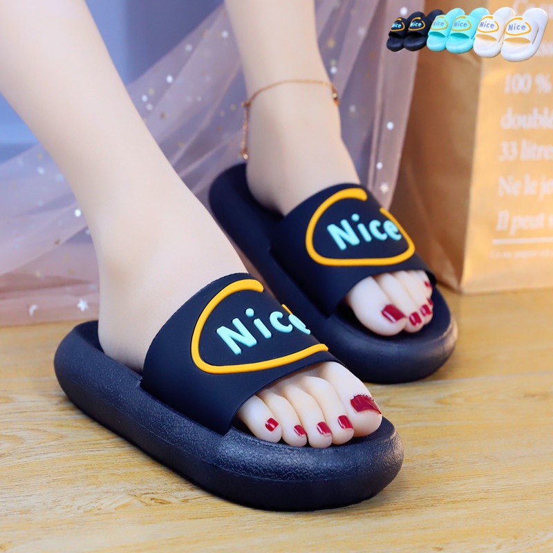 Dép đi trong nhà MS PA22041207 đế dày mềm mại chống trượt in chữ phong cách mùa hè thời trang cho nữ