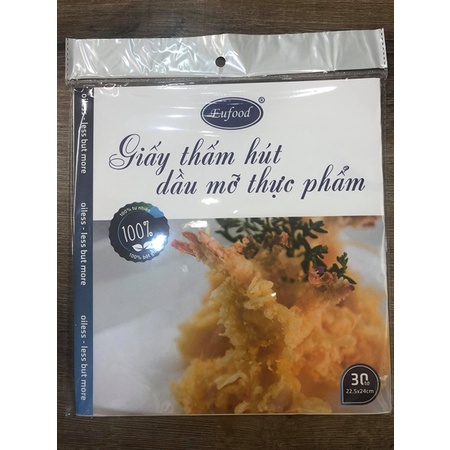 Giấy thấm hút dầu mỡ thực phẩm Eufood (30 tờ/gói)