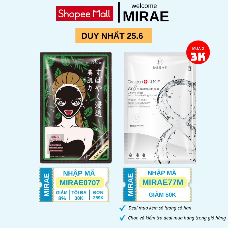 Combo Tràm trà kiềm mụn - Dưỡng trắng Oxygen cấp tốc 8 phút sự kết hợp hoàn hảo giữa Mirae với Sexylook 20g/miếng | Thế Giới Skin Care