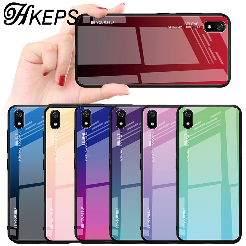 Ốp điện thoại mặt kính cường lực màu gradient cho Xiaomi mix3 mi9 mi9se Redmi GO 7A K20 mix3
