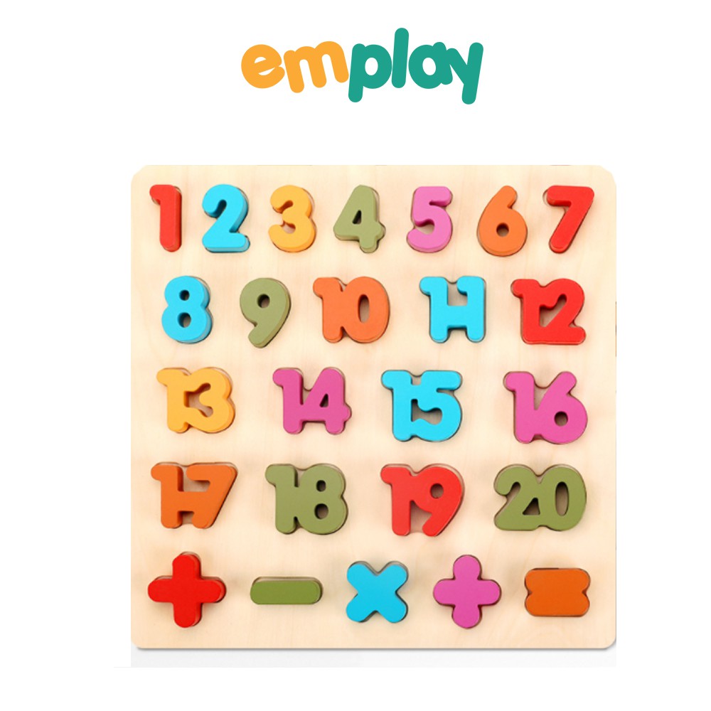 Bảng chữ cái bằng gỗ Emplay đồ chơi gỗ cho bé, đồ chơi học chữ cho bé, chất liệu gỗ ép sợi an toàn, màu sắc phong phú