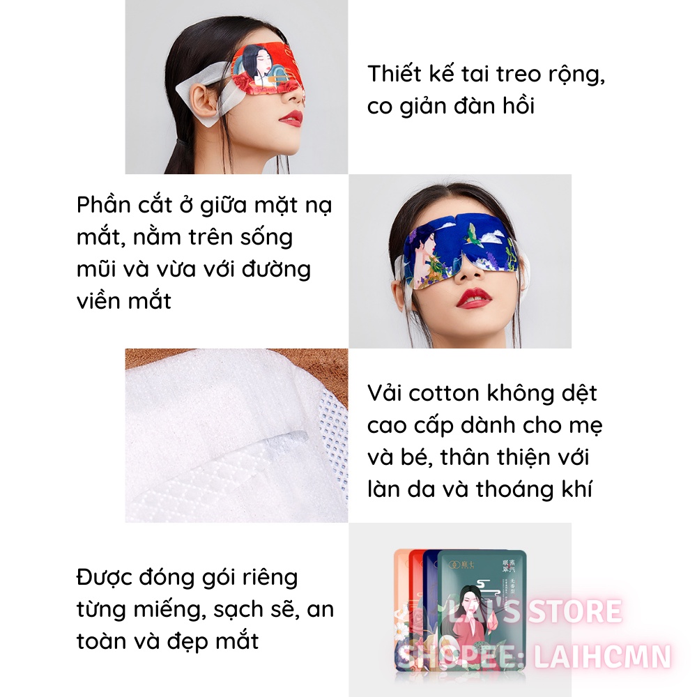 Mặt Nạ Mắt Nóng Cổ Trang Hương Hoa Cao Cấp Xông Hơi Mắt, Chườm Nóng, Giúp Giảm Mỏi Mắt, Căng Thẳng, Giúp Ngủ Ngon
