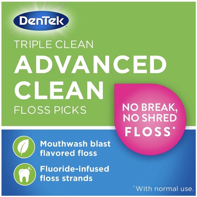 Tăm chỉ nha khoa Dentek Triple Clean Advanced Clean Floss Picks 150cây/gói USA