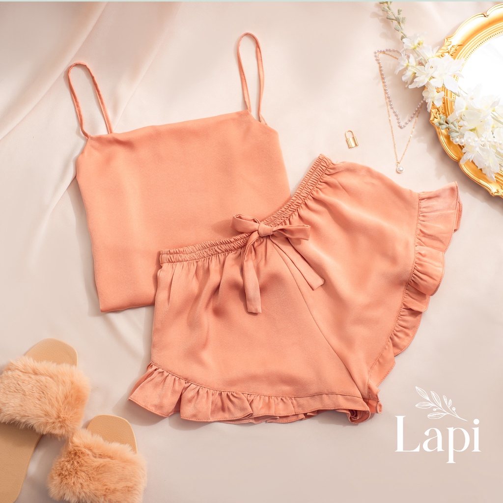 Bộ Đồ Ngủ Nữ 2 Dây Lụa Mùa Hè Cao Cấp Lapi BDN03
