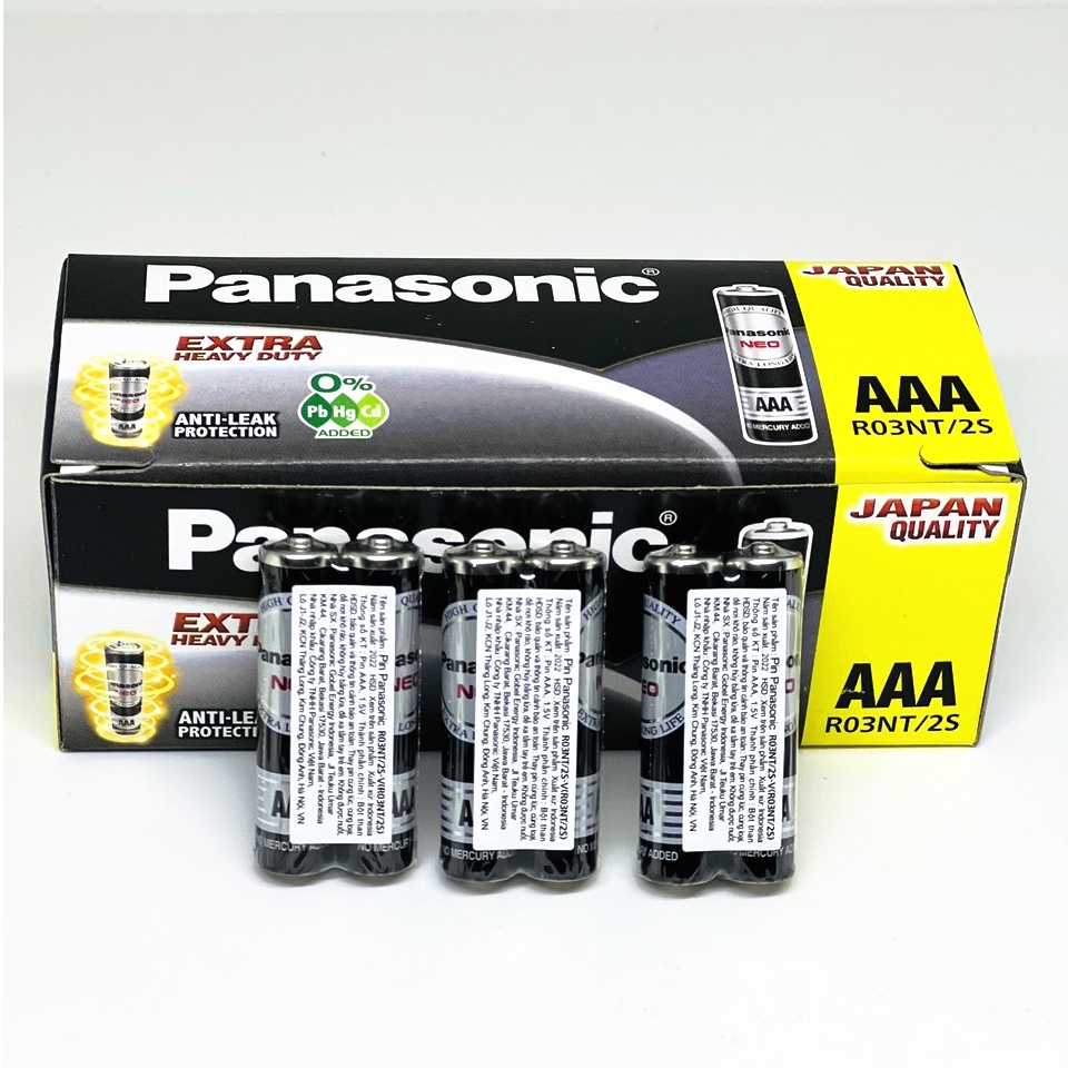 Pin AAA Panasonic đũa đen vỉ 2 viên R03NT/2S chính hãng