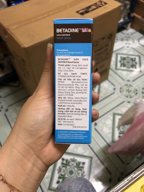 Betadin Kids nasal spray- xịt mũi cho trẻ em- mẫu mới