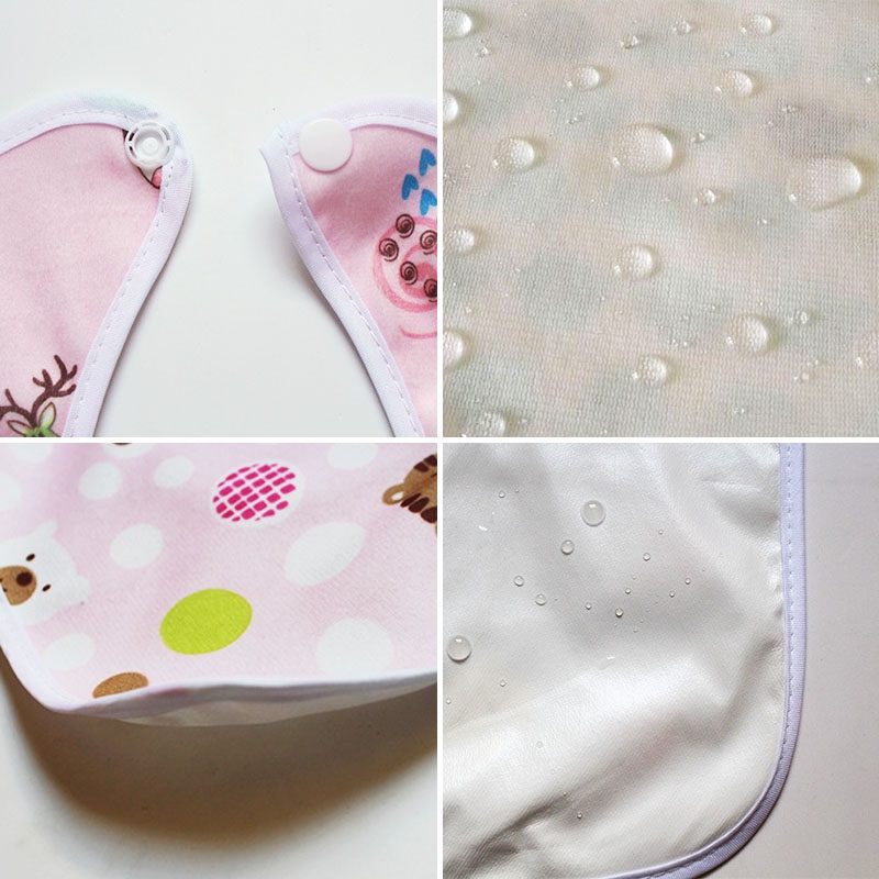 Yếm ăn dặm bằng cotton 2 lớp mềm mại in họa tiết hoạt hình dễ thương cho bé