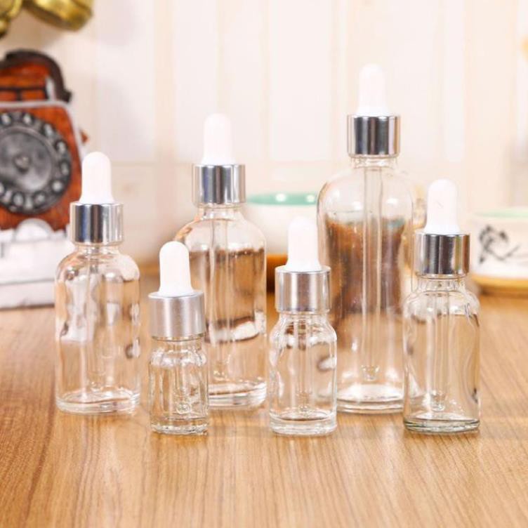 Lọ Chiết Serum ❤ Lọ đựng tinh dầu 50ml Dày bóp giọt Khoen Bạc , lọ chiết serum , phụ kiện du lịch