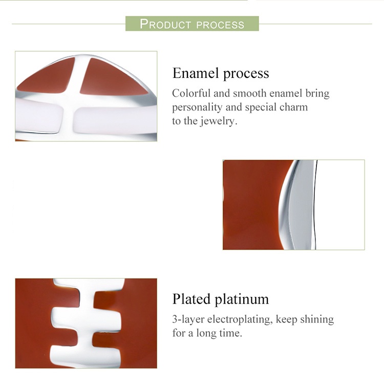 Vòng tay Bamoer YIC016 lỗ 4.5mm thiết kế quả bóng rổ hợp thời trang