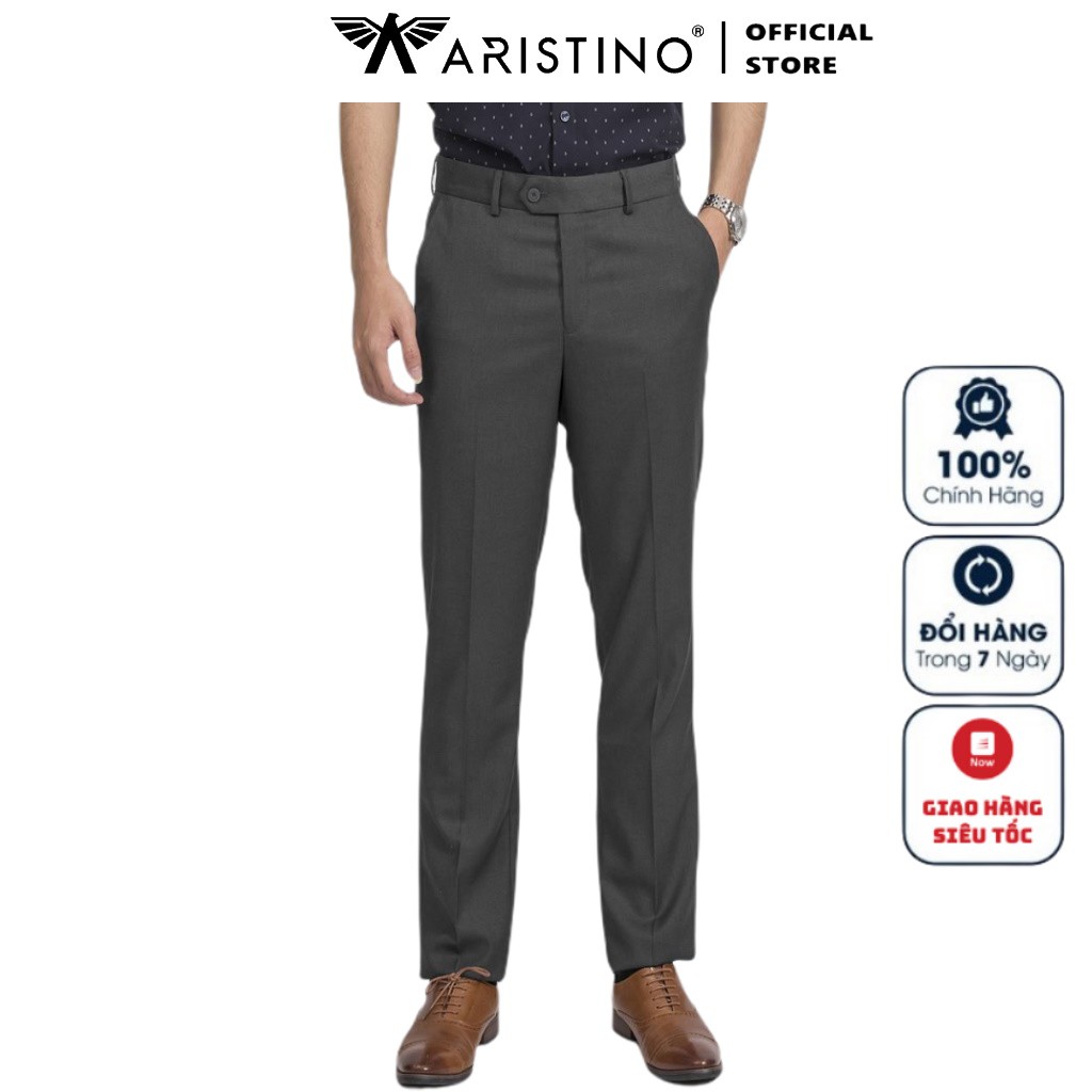 Quần Tây Nam Aristino ATRR0209 Quần Âu Nam Màu Xám 41 Form Dáng Regular Chất Liệu Polyester
