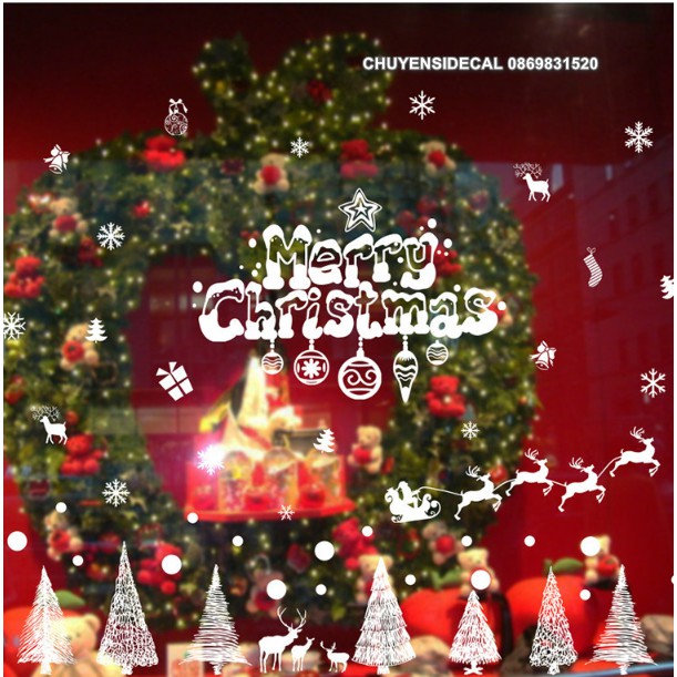 Decal trang trí tường Noel - Rừng Thông Sợi Trắng