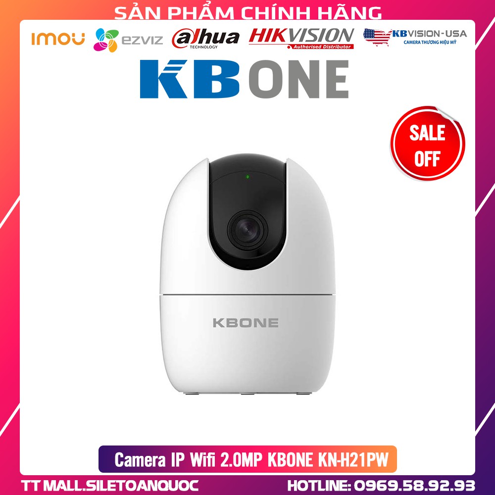 Camera IP Wifi 2.0MP KBONE KN-H21PW Trong Nhà - Bảo Hành Chính Hãng 2 Năm