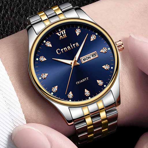 Đồng hồ nam Crnaira chính hãng, dây thép bền màu, xem được lịch, thứ, tuần tiện lợi, lên tay cực đẹp ( Mã: ACR01 )