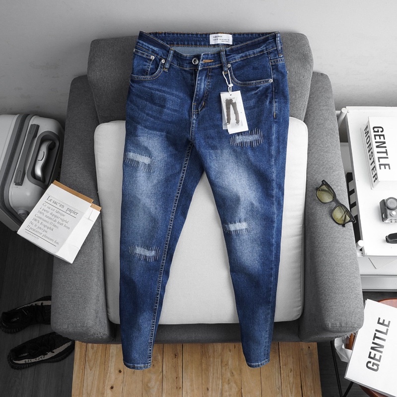 Quần jean nam Zr xuất dư 3 màu rách đẹp dáng ôm jean co giãn