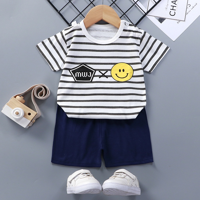 Bộ cotton cộc tay xuất Hàn cho bé trai/gái