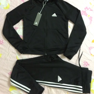 Bộ quần áo adidas nỉ đen sọc trắng