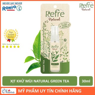Xịt Khử Mùi Refre Natural Trà Xanh Green Tea 30ml (Xanh Lá)