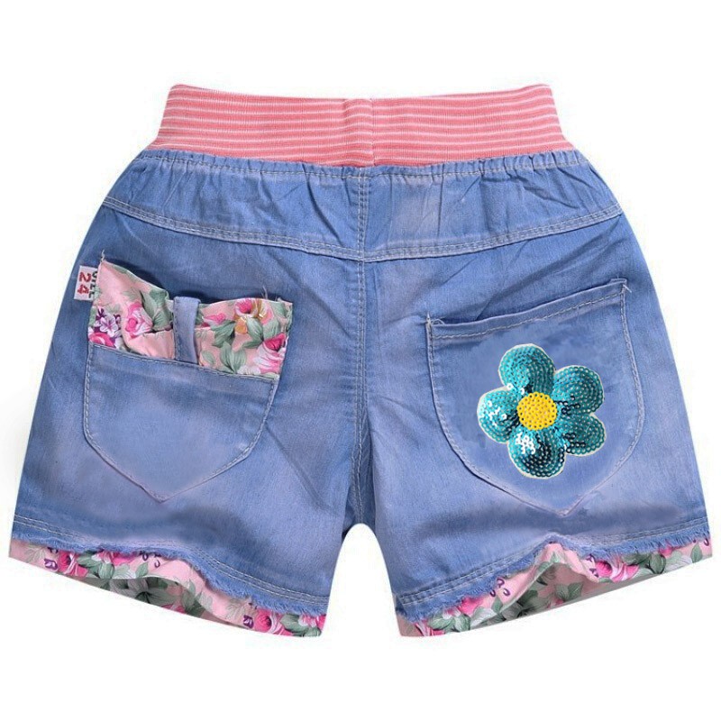 Quần Short Jeans In Hoa Thời Trang Cho Bé Gái 2-10 Tuổi