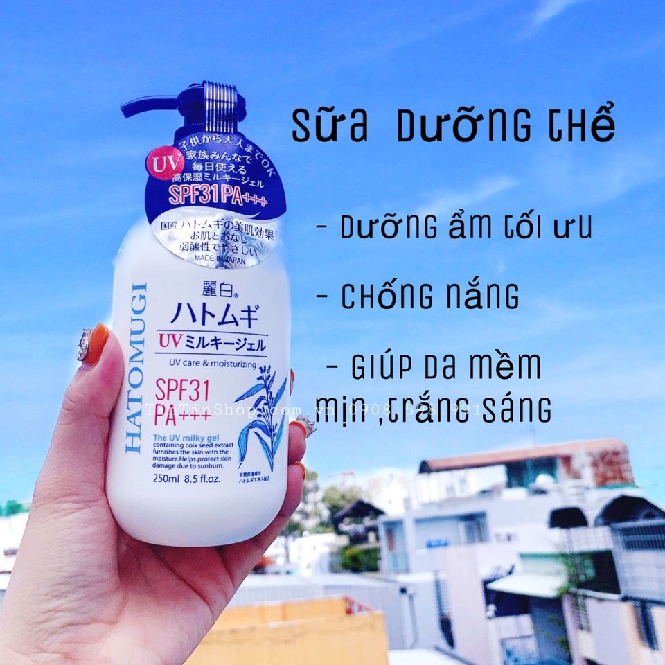 Sữa dưỡng thể chống nắng ý dĩ hatomugi SPF31 PA+++ 250ml (Mẫu mới không tem)