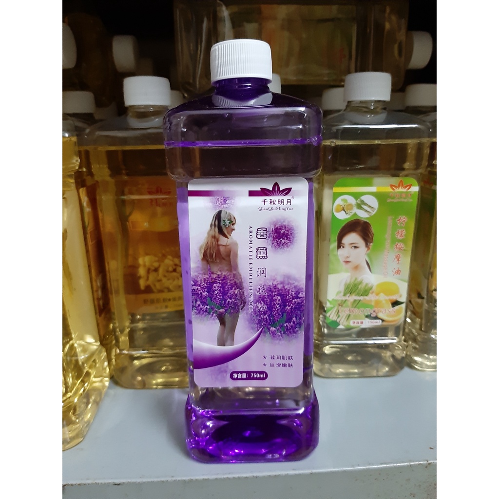 Dầu massage body gừng, hoa hồng, oải hương, sả chanh chai 750ml dùng cho spa