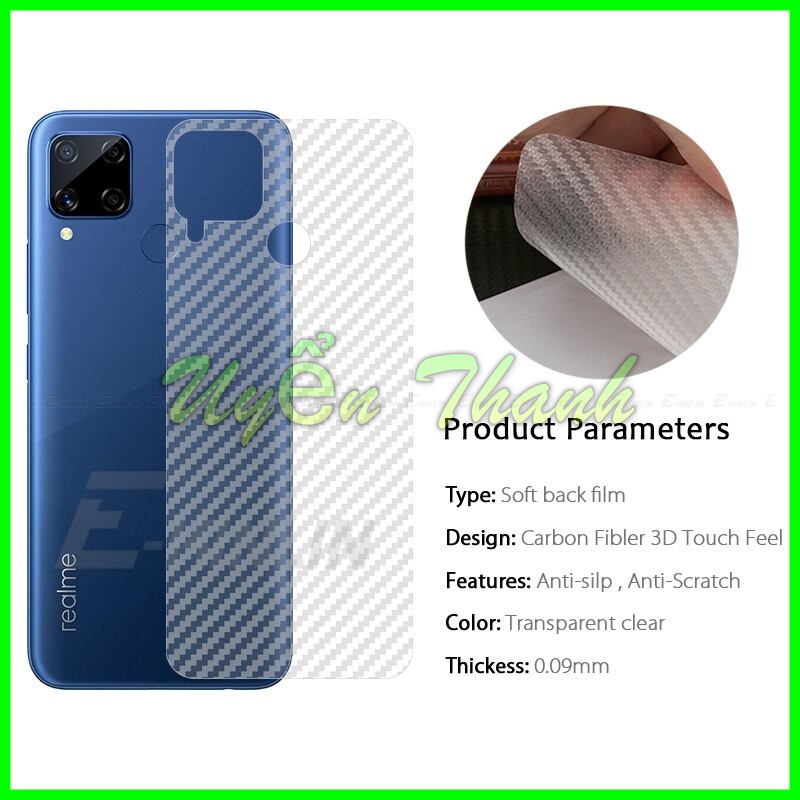 Miếng dán carbon mặt lưng Realme C21Y Q2 Q2i Q2 pro Realme Narzo 30A Realme GT GT Neo C11 C12 C15 C20 C25 Realme 8 8pro