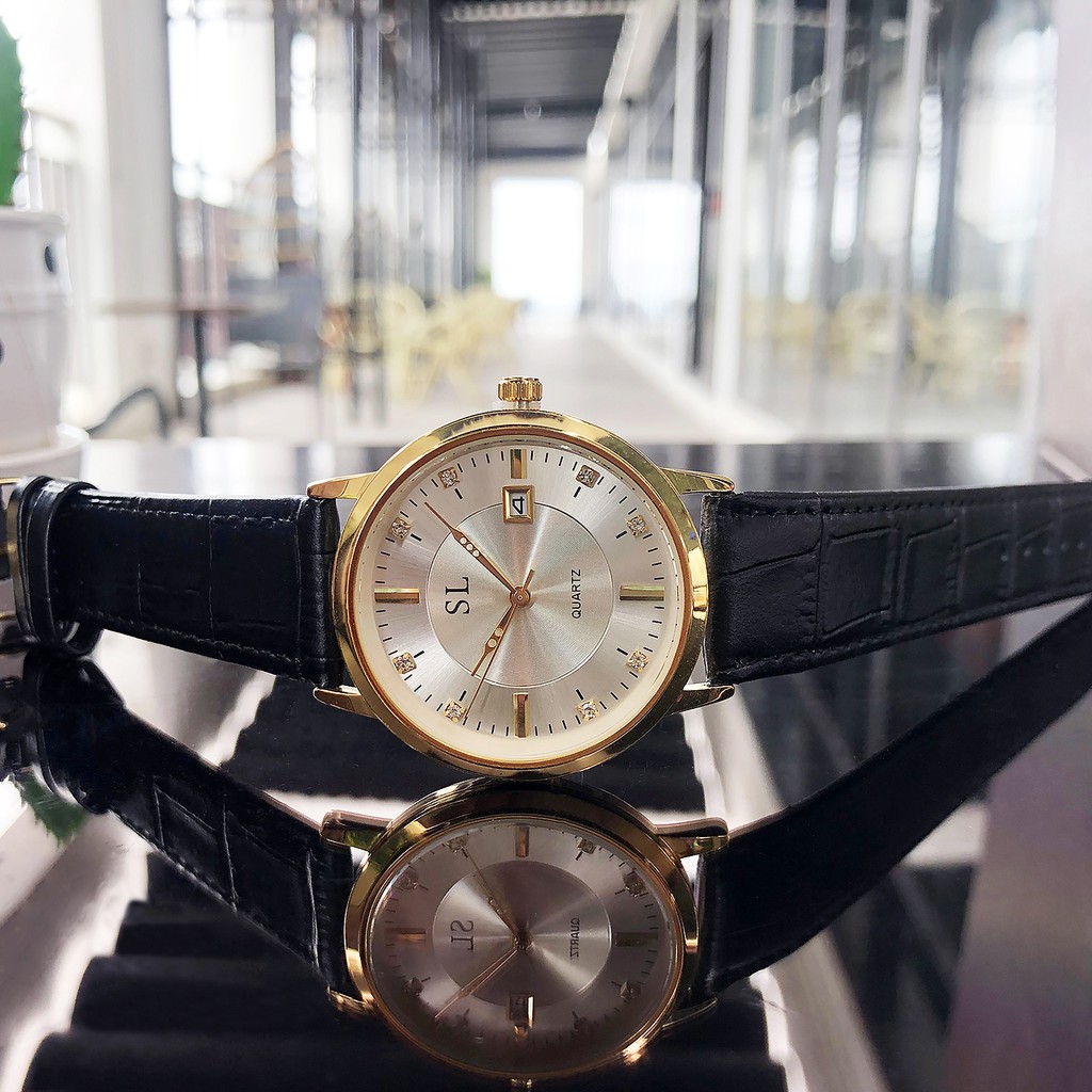 Đồng hồ Nam SL 5081G, Dây da cao cấp, Mặt Sapphire,  Full Box  chống nước, chống xước, Hộp Thẻ bảo hành 3 năm