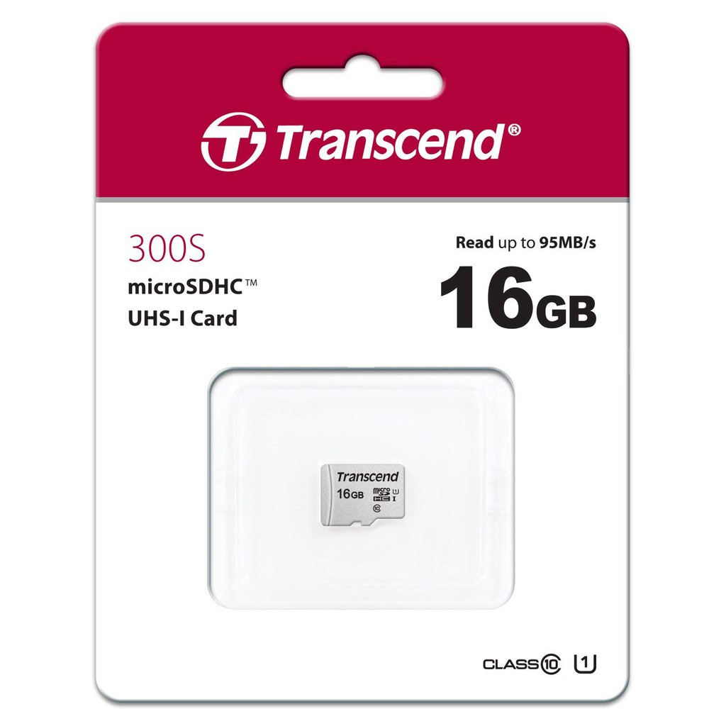 Thẻ nhớ 16GB tốc độ cao Up to 95MB/s microSDHC 300S Transcend - Chính hãng bảo hành 5 năm