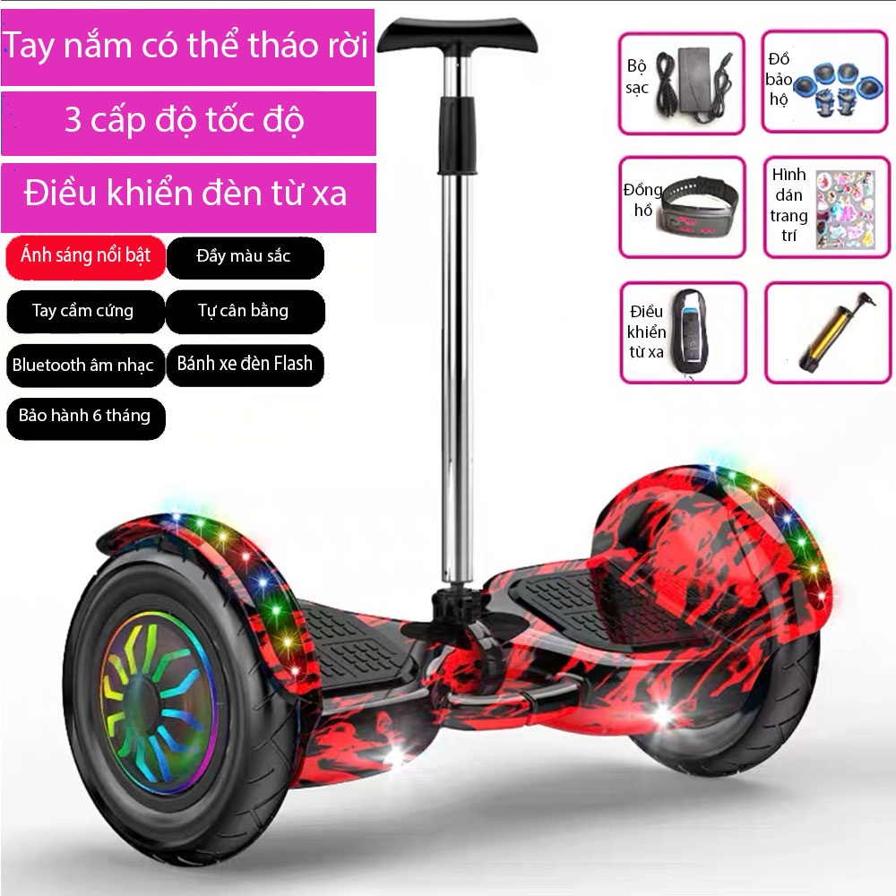 Xe cân bằng thông minh điện Bluetooth hai bánh trẻ em, học sinh và người lớn 2 Bánh Lớn, đèn Flash, có Điều Khiển từ xa