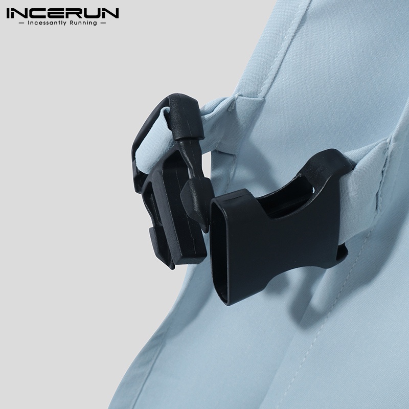 Áo kiểu INCERUN cổ tròn không tay màu trơn thời trang dành cho nam với 3 màu tùy chọn