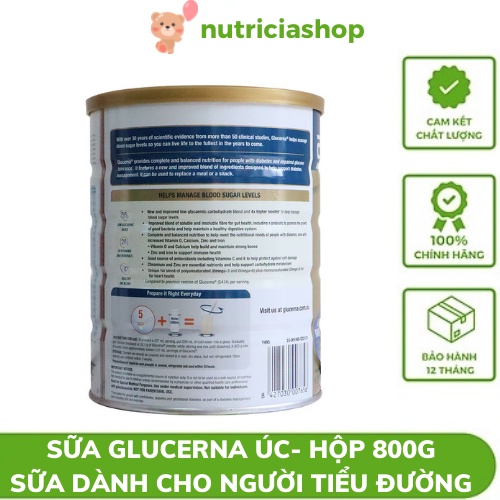 Sữa bột Glucerna hộp 850gr sữa dinh dưỡng cho người đái tháo đường  và tiểu đường thai kì