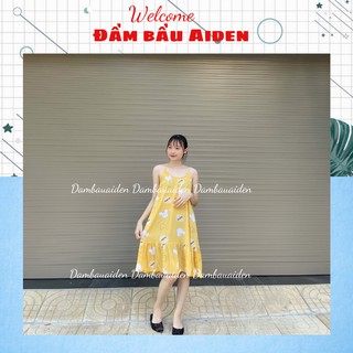 Váy lanh bầu hai dây thiết kế đuôi cá chất mát dáng suông đẹp mặc nhà