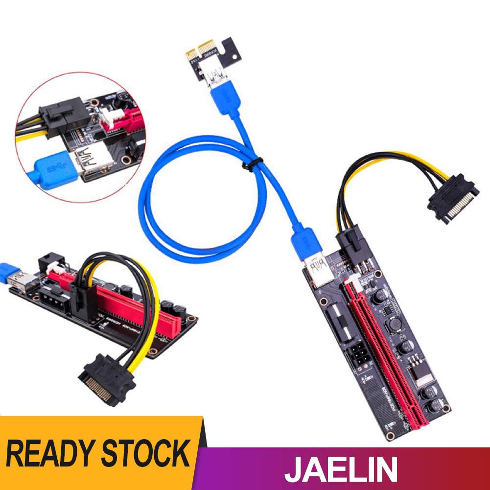 JAE PCI-E Riser Card PCI Express 1X to 16X Extender Adapter 4Pin 6Pin Power