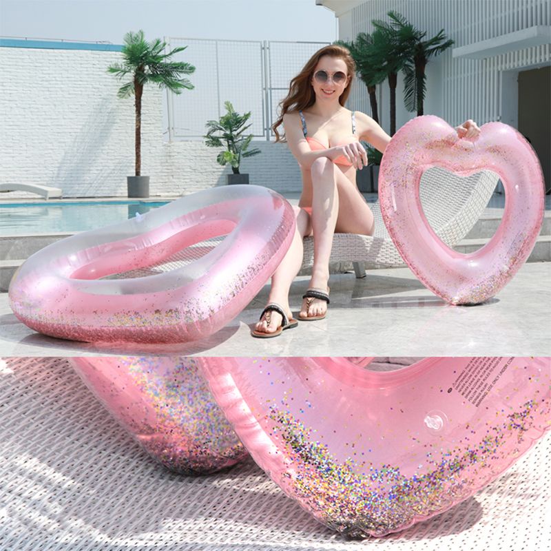 Phao Bơi Bơm Hơi Hình Trái Tim Lấp Lánh Cho Người Lớn