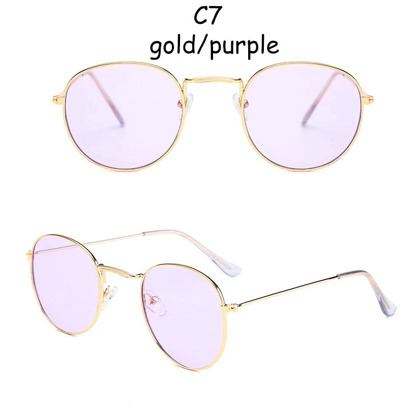 Kính mát tròn gọng kim loại thời trang cho nam và nữ