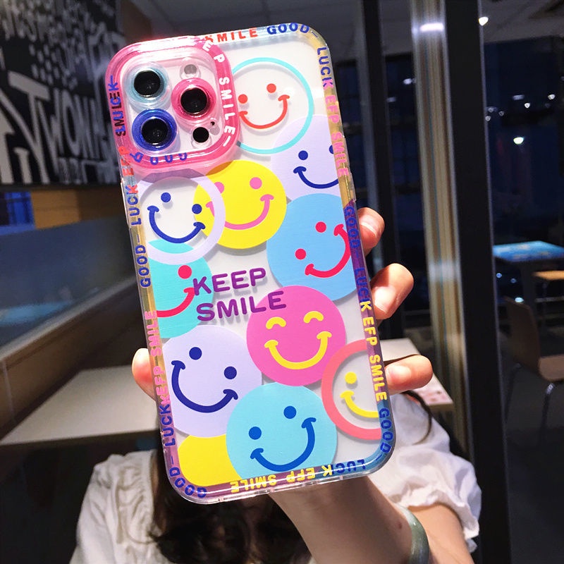Ốp Điện Thoại Họa Tiết Hoa Và Mặt Cười Màu Sắc Ngẫu Nhiên Cho Iphone