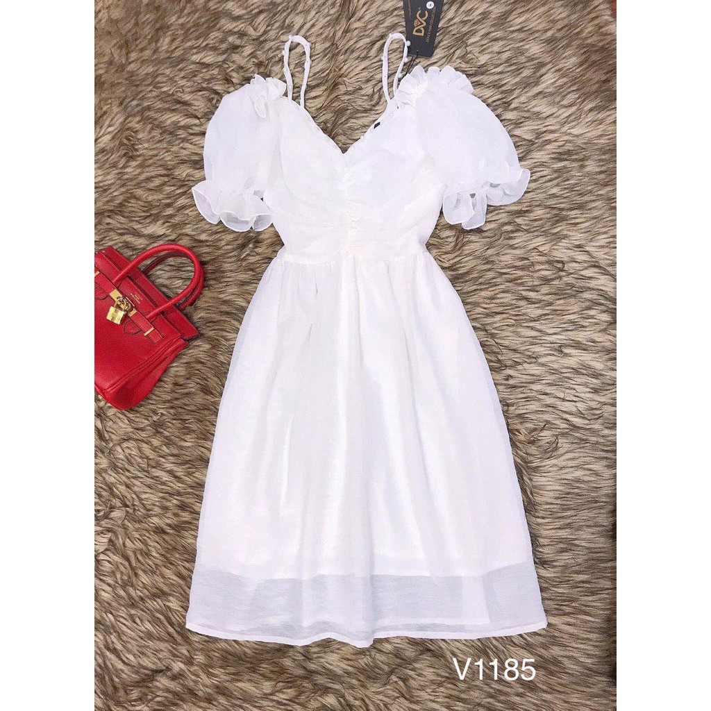 [ xả kho ] MiD VÁY TRẮNG VIỀN NGỌC V1185 Mie Design kèm ảnh thật