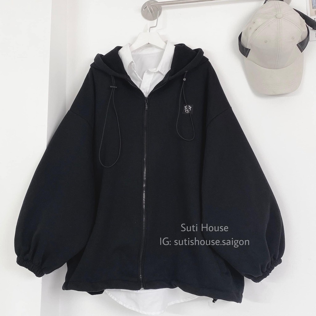 Áo Khoác Nữ Logo Thêu Hình Bò Sữa COW 2 màu Form Rộng Vải Mềm Mịn Phong Cách Ulzzang Xinh Xắn - Suti House -