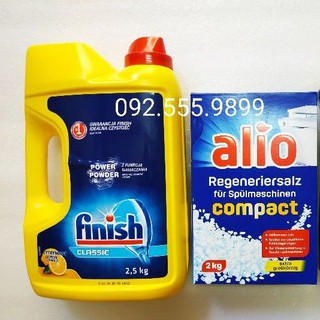 Combo rửa bát : bột finish 2,5kg + muối alio 2kg + chai vệ sinh máy rửa bát