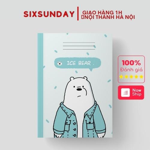 Tập viết 80 Trang, Vở học sinh kẻ ngang Six Sunday, tập học sinh cấp 2 lined mẫu Gấu