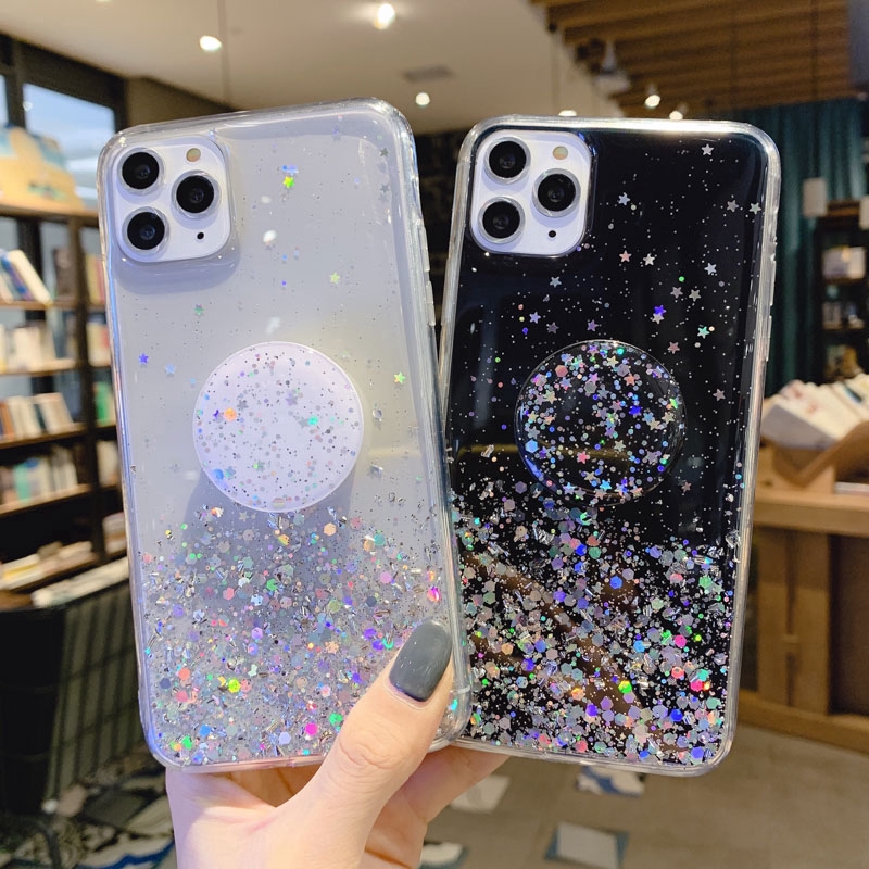 Ốp Lưng Họa Tiết Ngôi Sao Lấp Lánh Kèm Giá Đỡ Cho Iphone 6s 6 6s Plus 7 8 Plus 11 Pro Max Xs X Xr