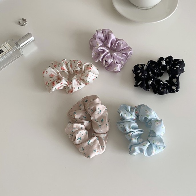 Scrunchies Cột Tóc LIN Họa TIết Hoa Phong Cách Hàn Quốc