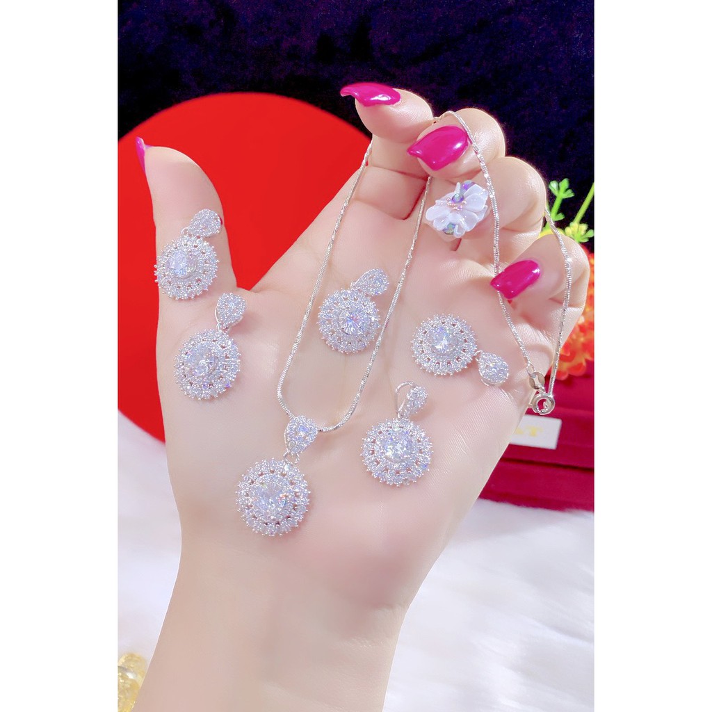 Dây chuyền nữ mặt xoàn mạ bạch kim cao cấp M614