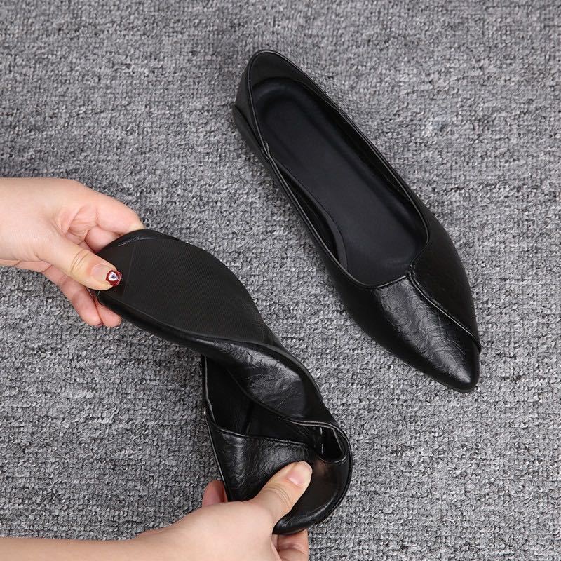 Giày Cao Gót 3~5cm Mũi Nhọn Đế Dày Bằng Da Mềm Thời Trang Mùa Thu Năm 2021 Cho Nữ