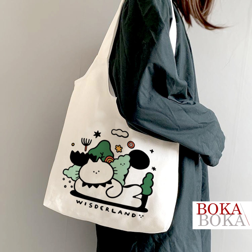 Túi tote vải canvas mềm WisderLand nữ xách vai kẹp nách thời trang giá rẻ phong cách hàn quốc
