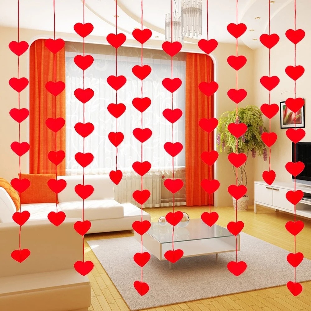 Mặt dây treo trang trí ngày lễ tình nhân hình trái tim màu đỏ độc đáo DIY