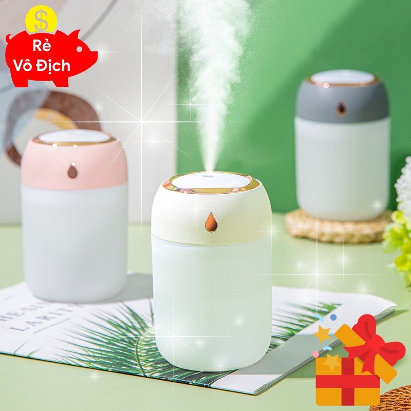 Đèn xông tinh dầu máy xông tinh dầu mini phun sương 330ml có đèn led tạo hương thơm giữ ẩm không khí an toàn tiện lợi