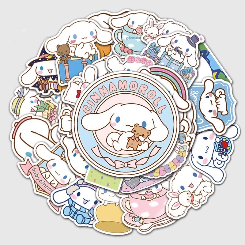 Z & M❀ Hình Dán Cinnamoroll ❀ Bộ 50 Miếng Dán Chống Thấm Nước Hình Sanrio Trang Trí Độc Đáo